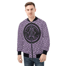 Load image into Gallery viewer, IAtomic Apparels Purp Black Warm Currents Bomber Jacket