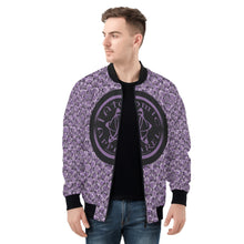 Load image into Gallery viewer, IAtomic Apparels Purp Black Warm Currents Bomber Jacket