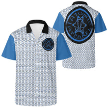 Load image into Gallery viewer, IAtomic Apparels White Infamous Blue All Occasions Short Sleeved Shirt