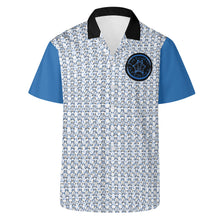 Load image into Gallery viewer, IAtomic Apparels White Infamous Blue All Occasions Short Sleeved Shirt