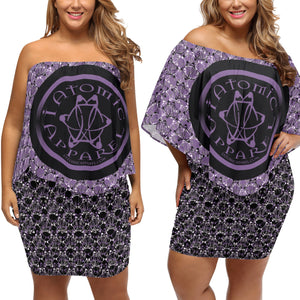 IAtomic Apparels Purp Black Diamond Drape Body Dress