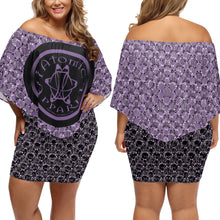 Load image into Gallery viewer, IAtomic Apparels Purp Black Diamond Drape Body Dress