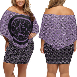 IAtomic Apparels Purp Black Diamond Drape Body Dress