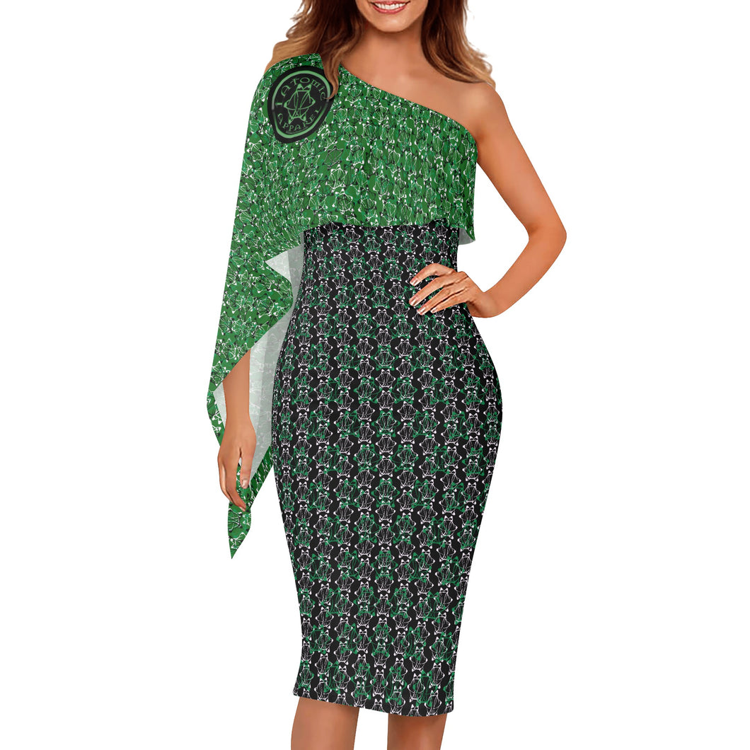 IAtomic Apparels Mean Green One Shoulder Body Dress