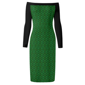 IAtomic Apparels Mean Green Warm Currents Long Sleeved Body Dress