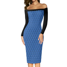 Load image into Gallery viewer, IAtomic Apparels Infamous Blue Warm Currents Long Sleeved Body Dress