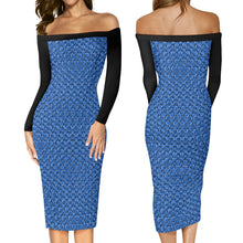 Load image into Gallery viewer, IAtomic Apparels Infamous Blue Warm Currents Long Sleeved Body Dress