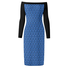 Load image into Gallery viewer, IAtomic Apparels Infamous Blue Warm Currents Long Sleeved Body Dress