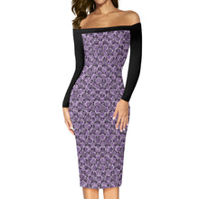 Load image into Gallery viewer, IAtomic Apparels Purp Black Warm Currents Long Sleeved Body Dress