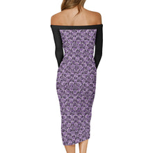 Load image into Gallery viewer, IAtomic Apparels Purp Black Warm Currents Long Sleeved Body Dress