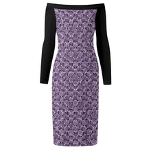 Load image into Gallery viewer, IAtomic Apparels Purp Black Warm Currents Long Sleeved Body Dress