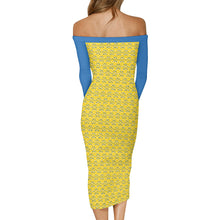 Load image into Gallery viewer, IAtomic Apparels Canary Blue Warm Currents Long Sleeved Body Dress