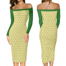 Load image into Gallery viewer, IAtomic Apparels Canary Green Warm Currents Long Sleeved Body Dress