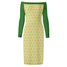 Load image into Gallery viewer, IAtomic Apparels Canary Green Warm Currents Long Sleeved Body Dress