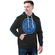 Load image into Gallery viewer, IAtomic Apparels Black Infamous Blue Warm Currents Unisex Hoodie