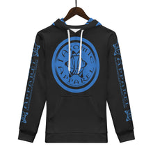 Load image into Gallery viewer, IAtomic Apparels Black Infamous Blue Warm Currents Unisex Hoodie