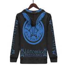 Load image into Gallery viewer, IAtomic Apparels Black Infamous Blue Warm Currents Unisex Hoodie