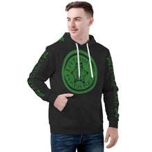 Load image into Gallery viewer, IAtomic Apparels Black Green Mean Warm Currents Unisex Hoodie