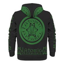 Load image into Gallery viewer, IAtomic Apparels Black Green Mean Warm Currents Unisex Hoodie