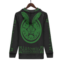 Load image into Gallery viewer, IAtomic Apparels Black Green Mean Warm Currents Unisex Hoodie