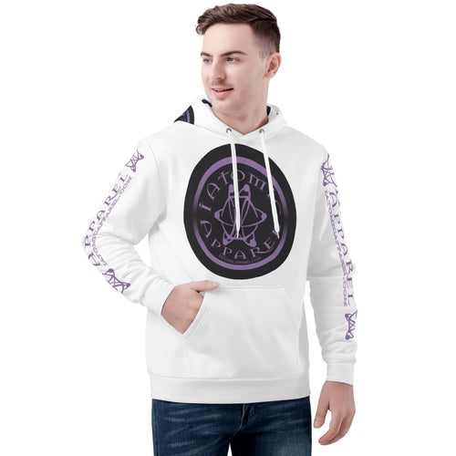 IAtomic Apparels White Black Purp Warm Currents Unisex Hoodie