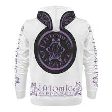 Load image into Gallery viewer, IAtomic Apparels White Black Purp Warm Currents Unisex Hoodie