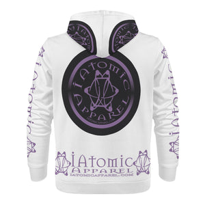 IAtomic Apparels White Black Purp Warm Currents Unisex Hoodie