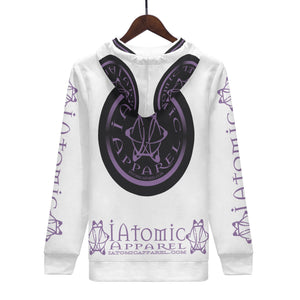 IAtomic Apparels White Black Purp Warm Currents Unisex Hoodie