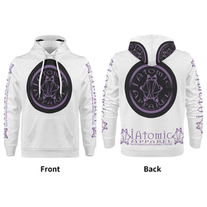 IAtomic Apparels White Black Purp Warm Currents Unisex Hoodie