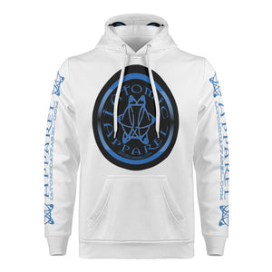 IAtomic Apparels White Infamous Blue Black Warm Currents Unisex Hoodie