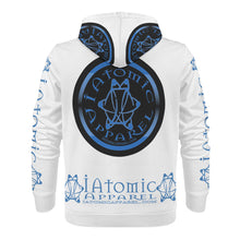 Load image into Gallery viewer, IAtomic Apparels White Infamous Blue Black Warm Currents Unisex Hoodie