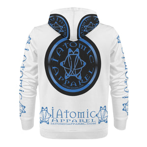 IAtomic Apparels White Infamous Blue Black Warm Currents Unisex Hoodie