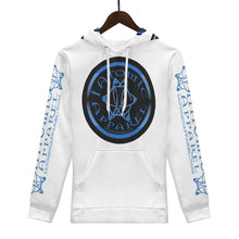 Load image into Gallery viewer, IAtomic Apparels White Infamous Blue Black Warm Currents Unisex Hoodie