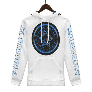 IAtomic Apparels White Infamous Blue Black Warm Currents Unisex Hoodie