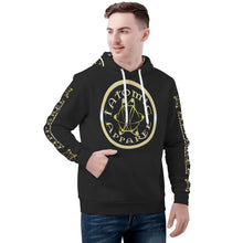 Load image into Gallery viewer, IAtomic Apparels Black Gold Standard Warm Currents Unisex Hoodie