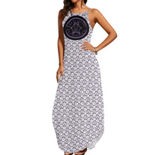 Load image into Gallery viewer, IAtomic Apparels Black Purp 3/4ths Sleeveless Summer Dress