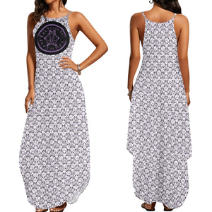 IAtomic Apparels Black Purp 3/4ths Sleeveless Summer Dress