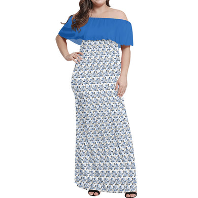 IAtomic Apparels Infamous Blue Shoulder Drape 3/4ths Summer Dress