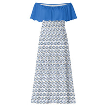 Load image into Gallery viewer, IAtomic Apparels Infamous Blue Shoulder Drape 3/4ths Summer Dress