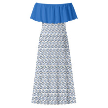 Load image into Gallery viewer, IAtomic Apparels Infamous Blue Shoulder Drape 3/4ths Summer Dress