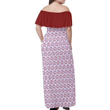 Load image into Gallery viewer, IAtomic Apparels Pink Blue Cherry Shoulder Drape 3/4ths Summer Dress