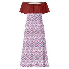 Load image into Gallery viewer, IAtomic Apparels Pink Blue Cherry Shoulder Drape 3/4ths Summer Dress