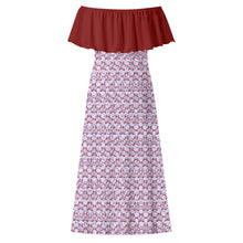 Load image into Gallery viewer, IAtomic Apparels Pink Blue Cherry Shoulder Drape 3/4ths Summer Dress