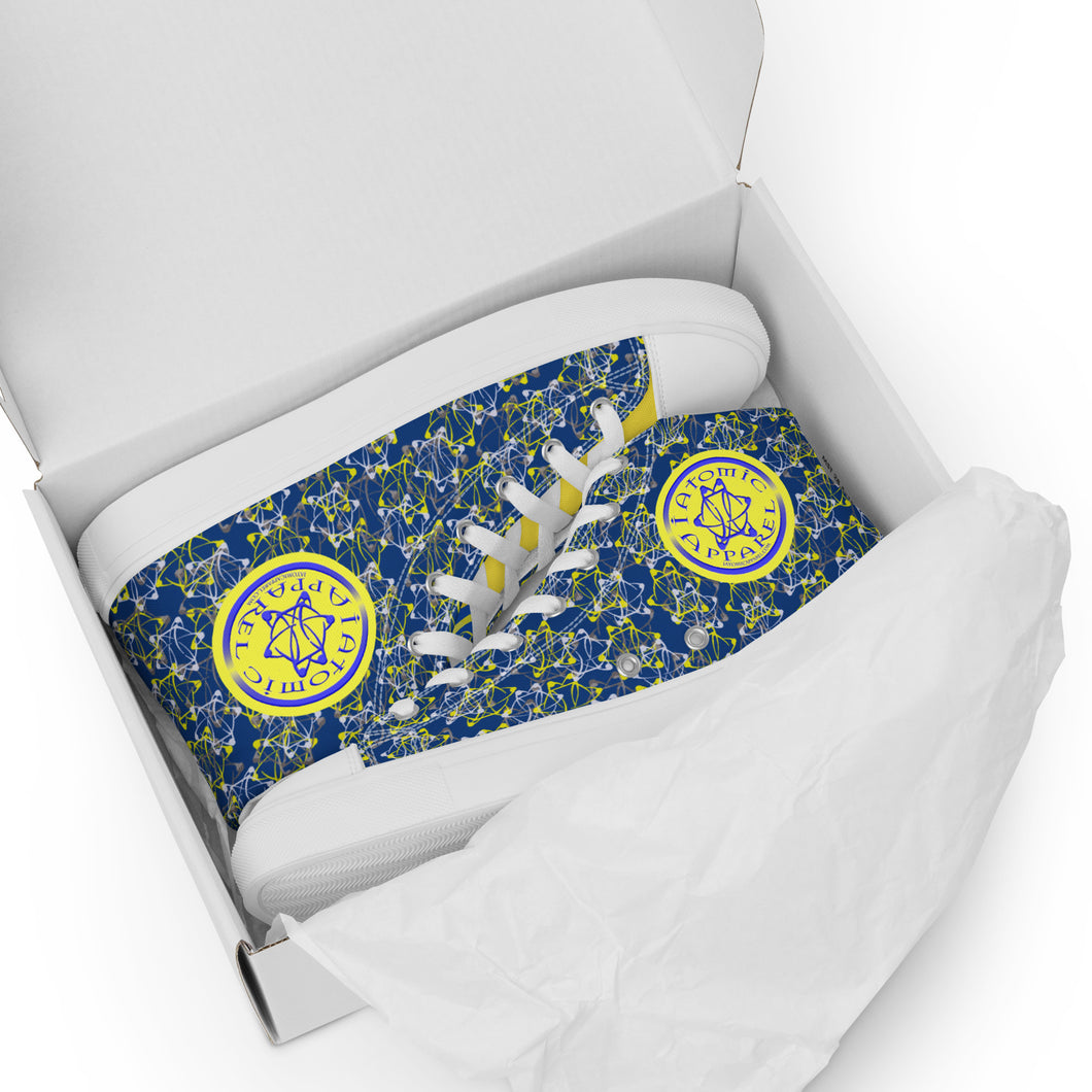 IAtomic Apparel's Blue Canary Tri-Color Men’s NotChux high top canvas shoes