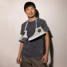 Load image into Gallery viewer, IAtomic Apparel&#39;s Gold Standard White Collection Men’s  NotChux high top canvas shoes