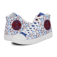 Load image into Gallery viewer, IAtomic Apparel&#39;s Blue Cherry  Men’s NotChux high top canvas kicks