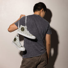 Load image into Gallery viewer, IAtomic Apparel&#39;s Gold Standard White Collection Men’s  NotChux high top canvas shoes