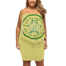 Load image into Gallery viewer, IAtomic Apparel&#39;s Canary Green Diamond Drape Body Dress