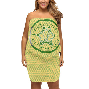 IAtomic Apparel's Canary Green Diamond Drape Body Dress