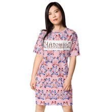 Load image into Gallery viewer, IAtomic Apparel&#39;s Pink Blue Cherry T-shirt dress